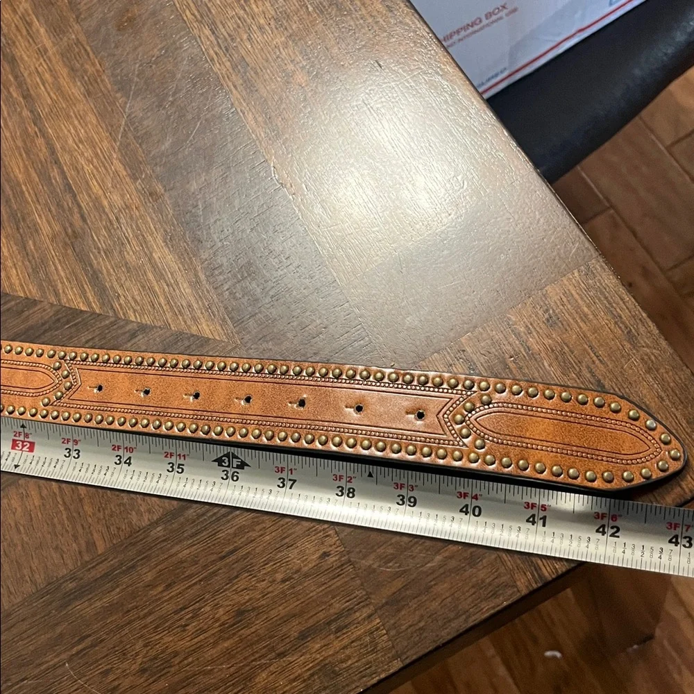 MEN’S Brown Leather Belt with Turquoise Accents NEW